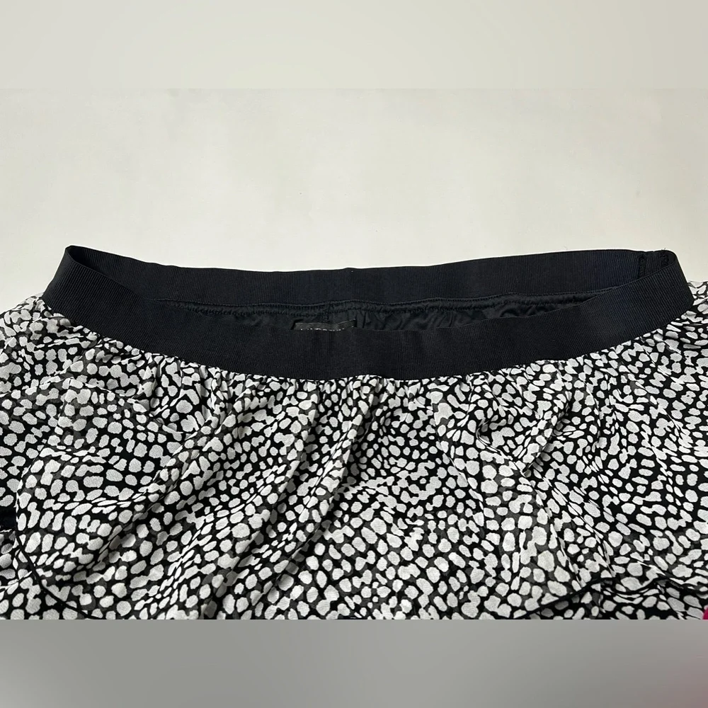 White & Black Polka Dot Tiered Skirt Mini Mid Ruffle Casual Summer Vacation Boho - Picture 6 of 15